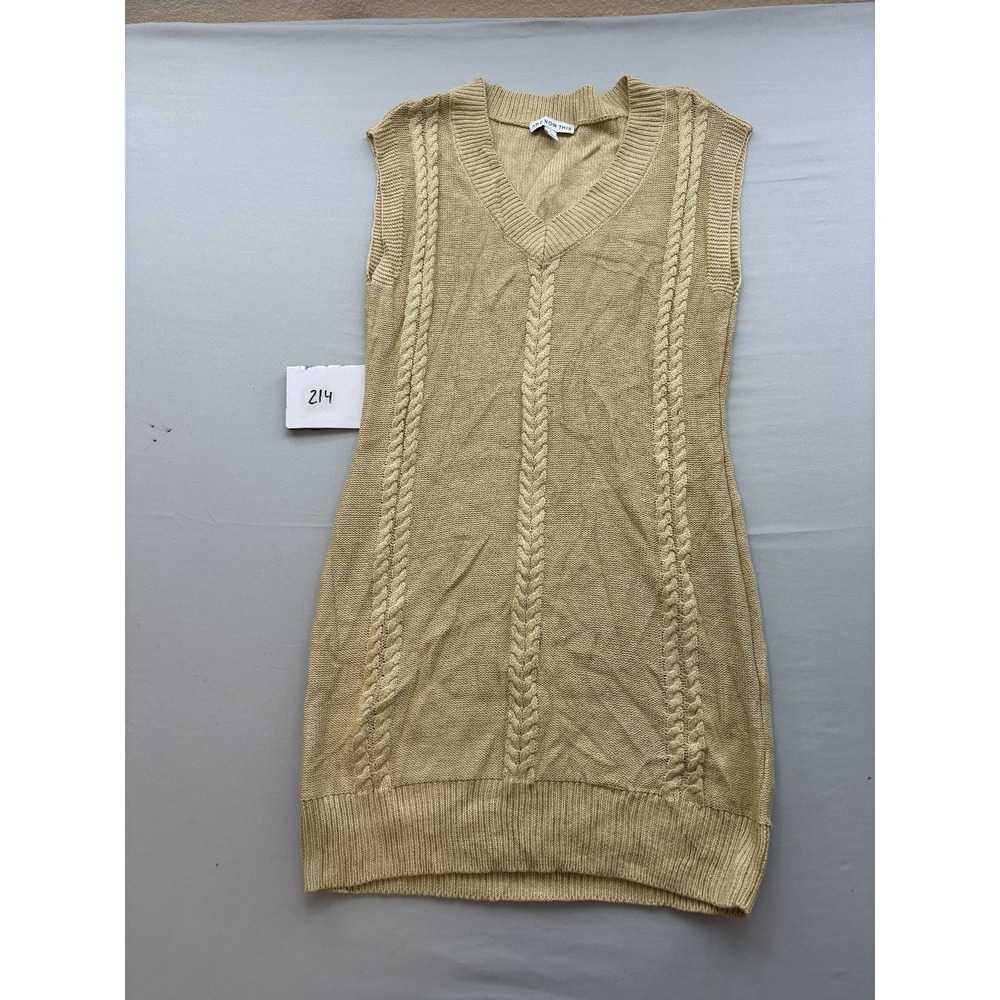 AND NOW THIS Womens Tan Beige Cable Knit Sweater Dress Sleeveless V-Neck Size S